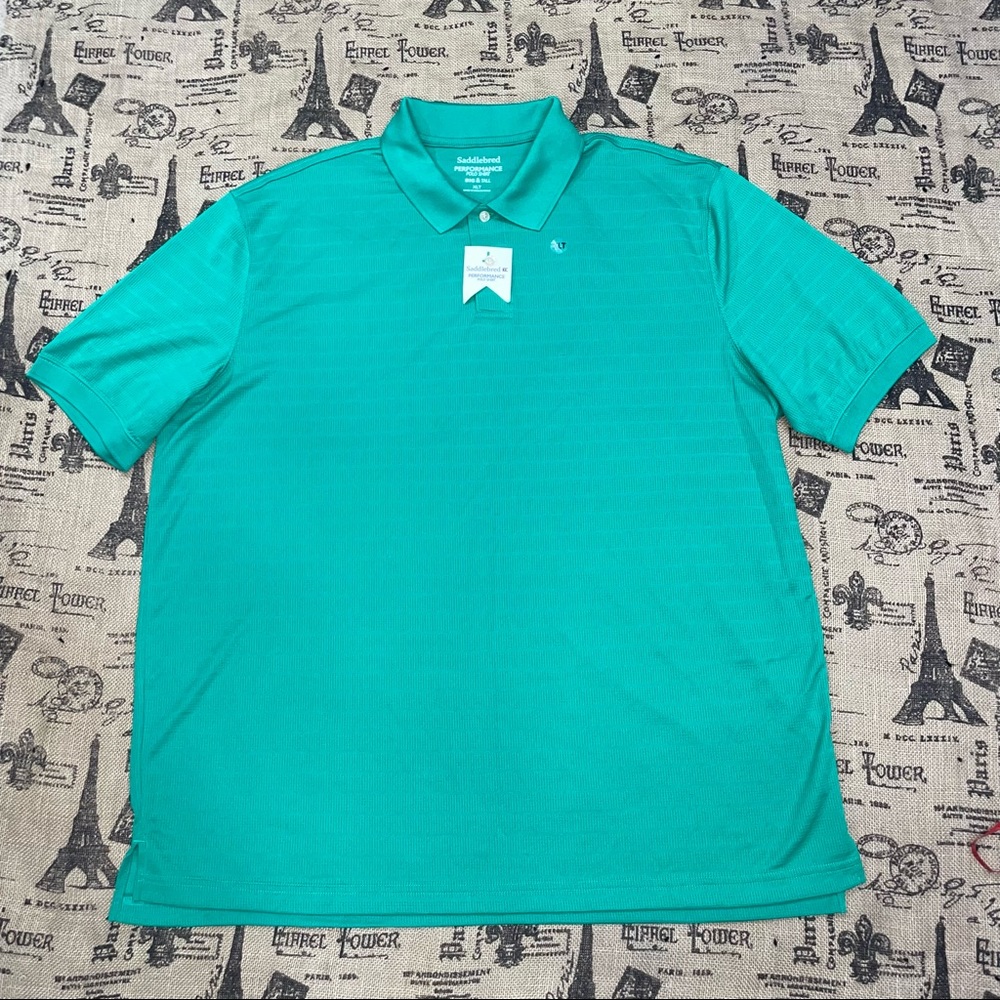 Saddlebred NWT! Performance Green Short Sleeve Polo Shirt Size XLT
